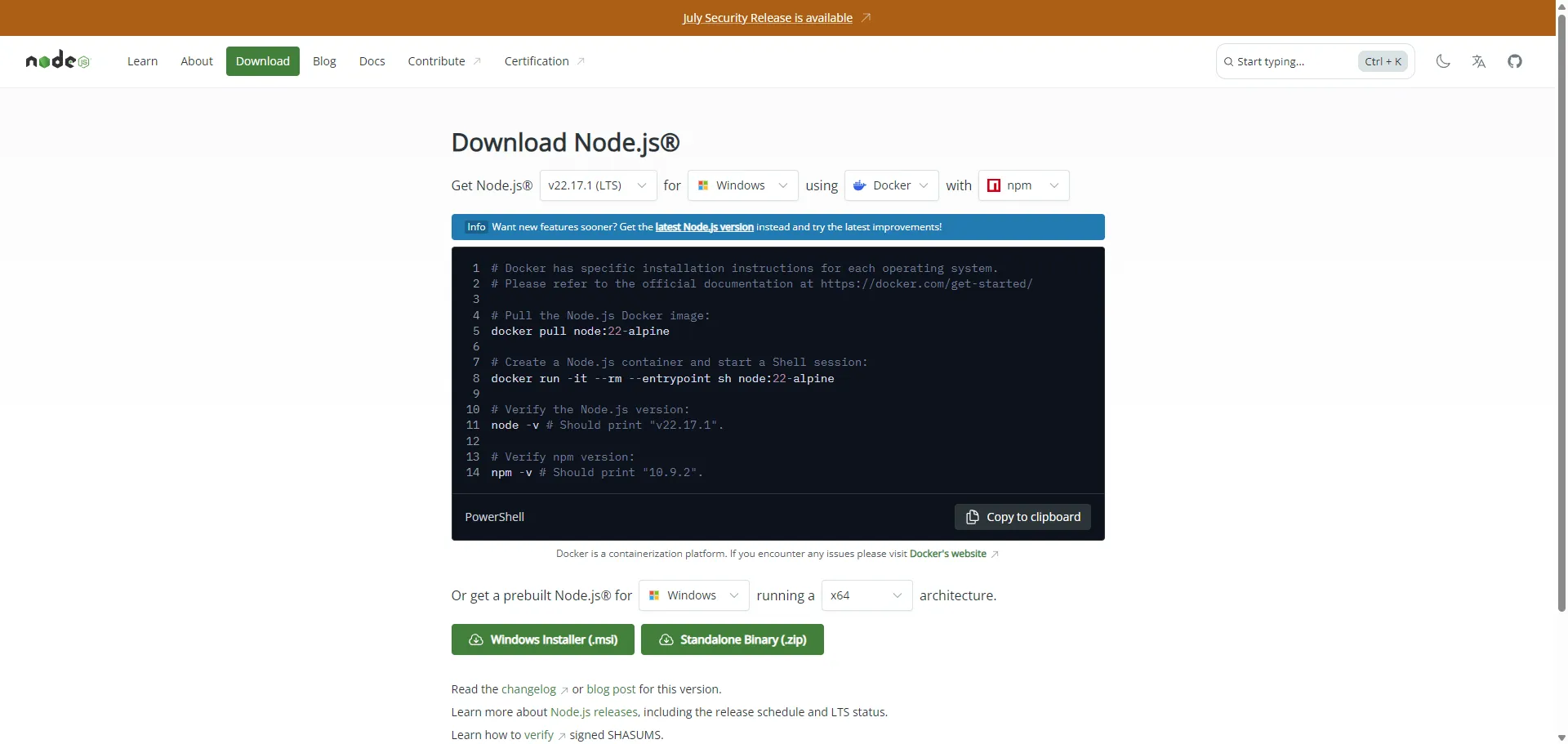 图片来源于Node.js官网截图@bosir