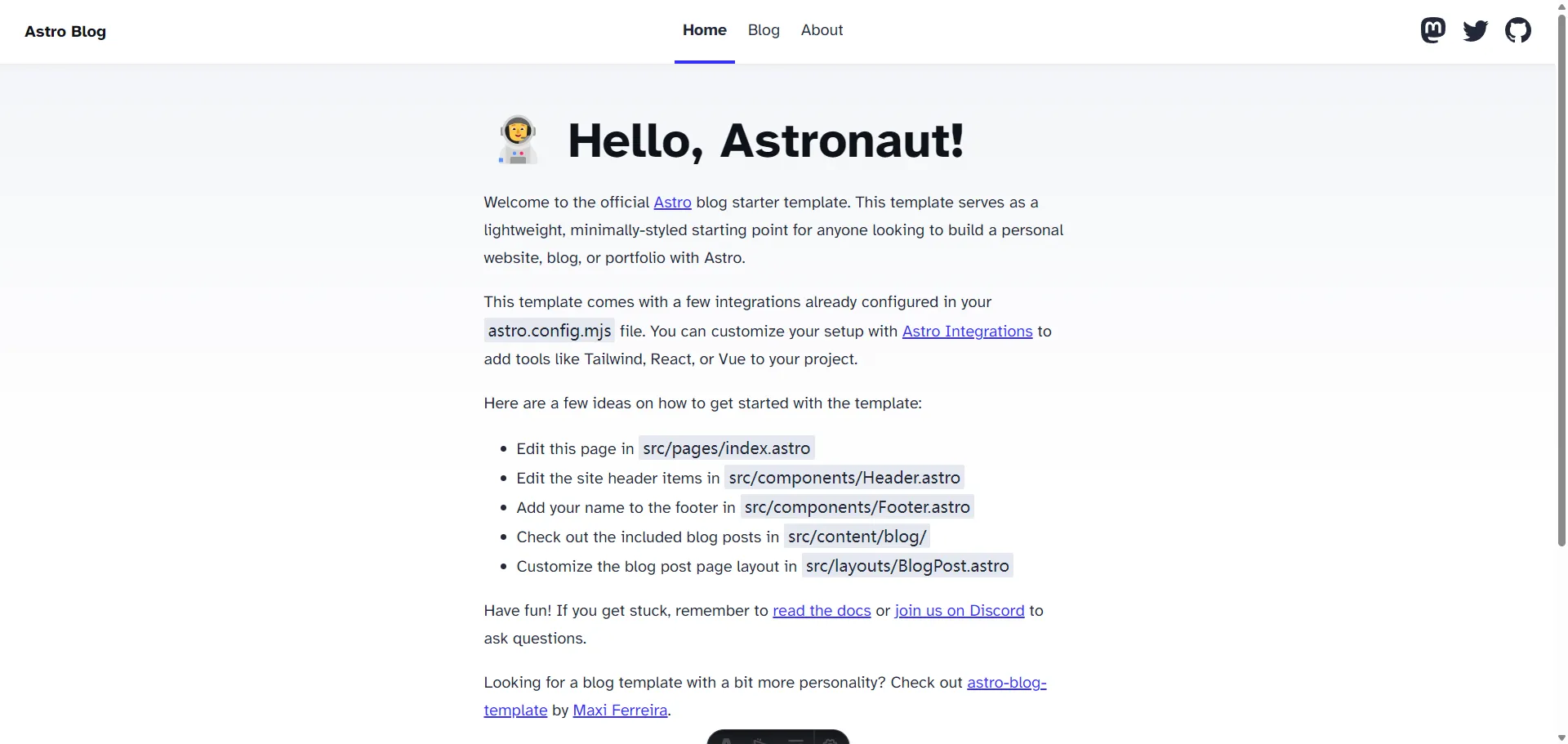 图片来源于Astro安装成功后的欢迎页面截图@bosir